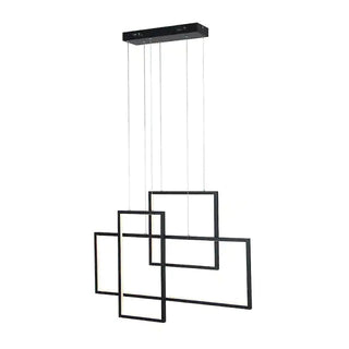Arisha Lustre Rectangulaire Moderne, Métal/Gel de Silice, Noir/Blanc, Salon