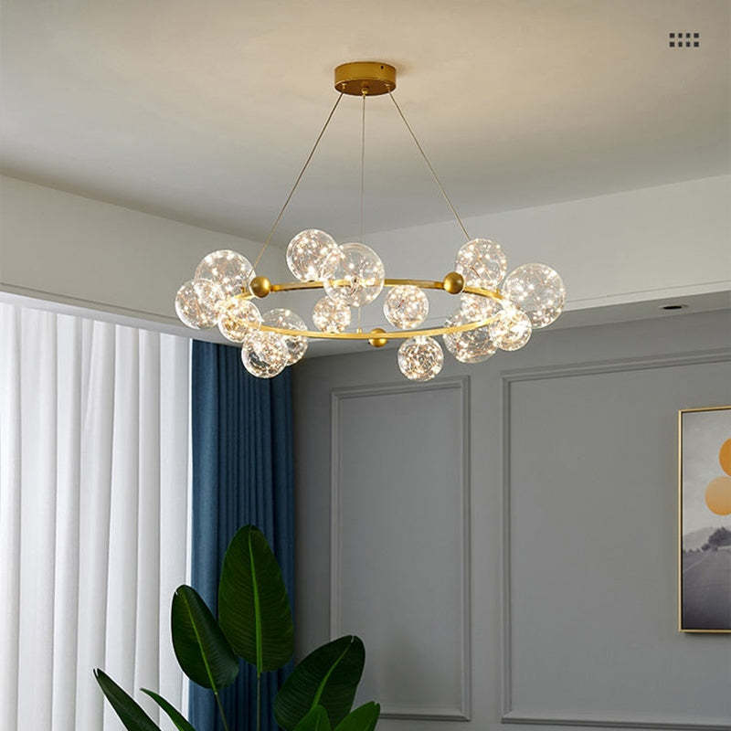Valentina Suspension Boule Moderne, Métal/Verre, Doré/Noir, Salon