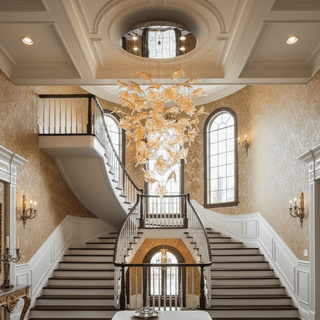 Multicolor Crystal Maple Leaf Chandelier-Neutral Decor