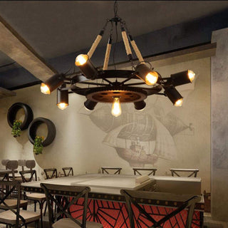 Epoch Suspension LED Industrielle Métal Noir/Corde Café/Bar