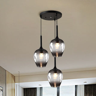 Valentina LED Suspension Bleu Gris Verre Salle à Manger Chambre à coucher