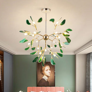 Arisha Art LED Suspension Bleu Métal Agate Salon Chambre à coucher