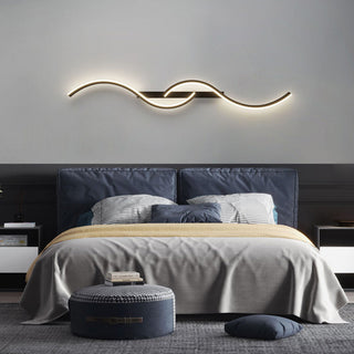 Rorel Applique Murale Vague Design Moderne Noir/Or Salon-Luire