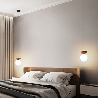 Valentina Nordique Japonais Glob LED Plafonnier/Suspension Métal Verre Chambre à coucher, Burlywood