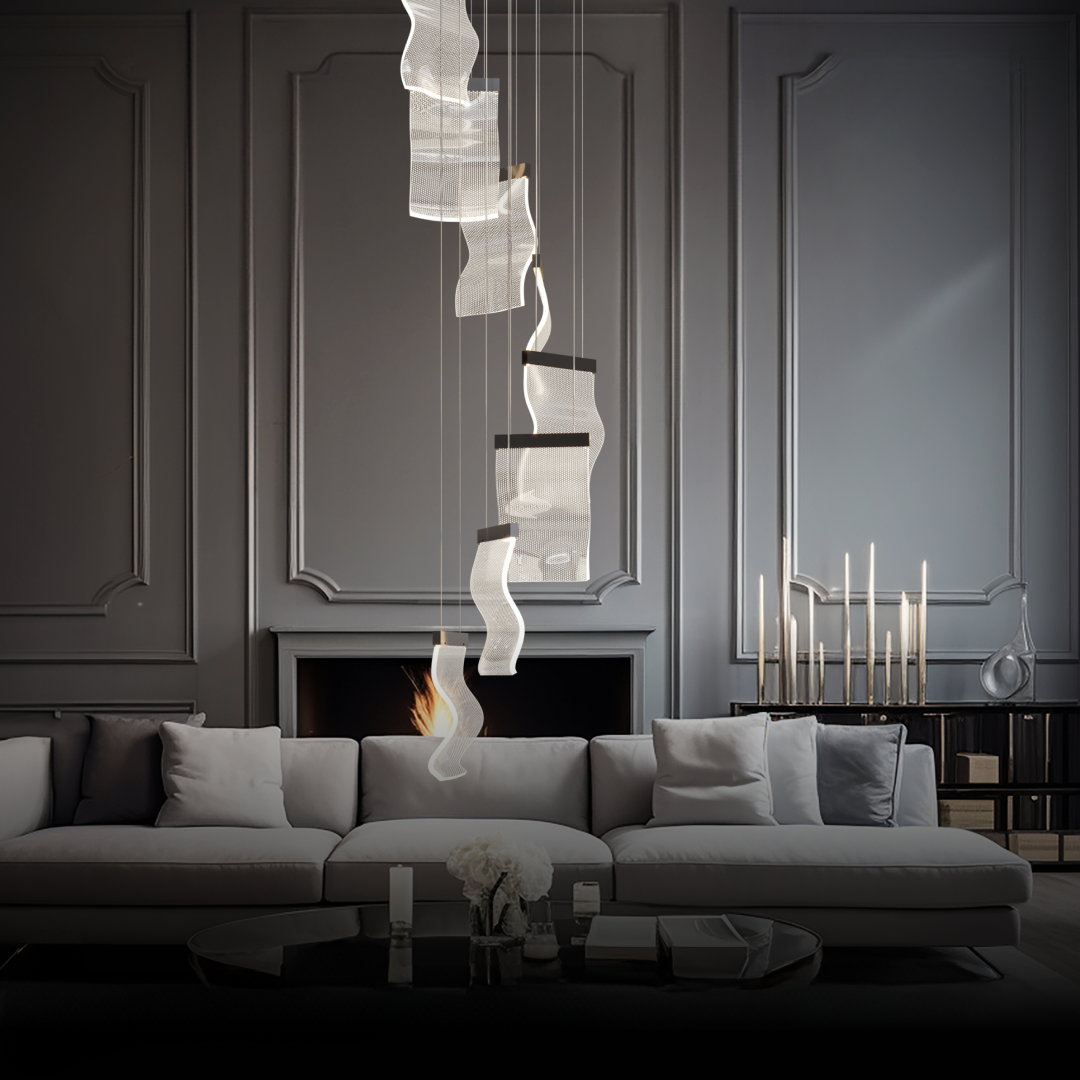 Kristy Moderne Or LED Lustre Métal Acrylique Chambre/Salon