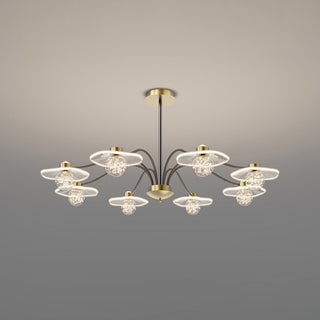 Arisha Suspension Multi Transitionnel, Métal/Acrylique/Verre, Doré, Salon/Chambre à Coucher