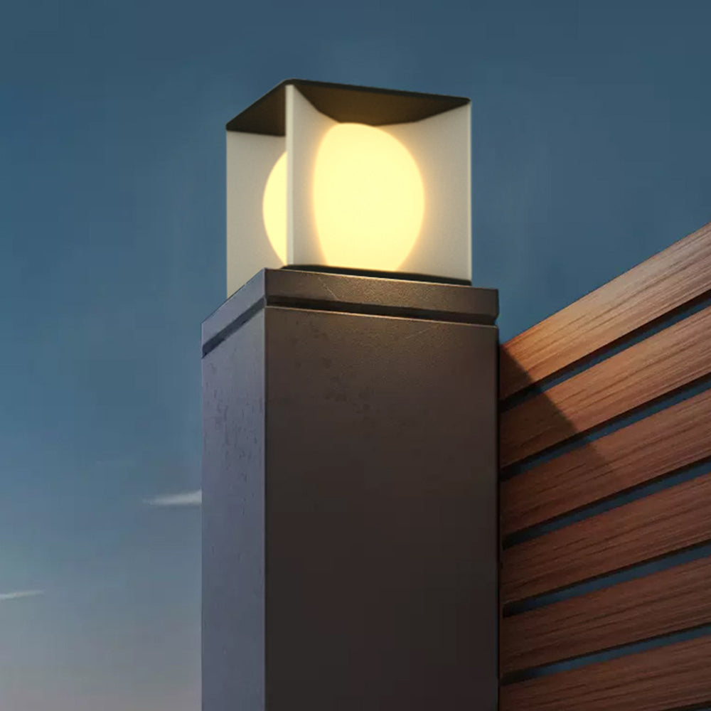 Aria Lampe de Poteau Lune Moderne, Métal/Acrylique, Noir, Cour