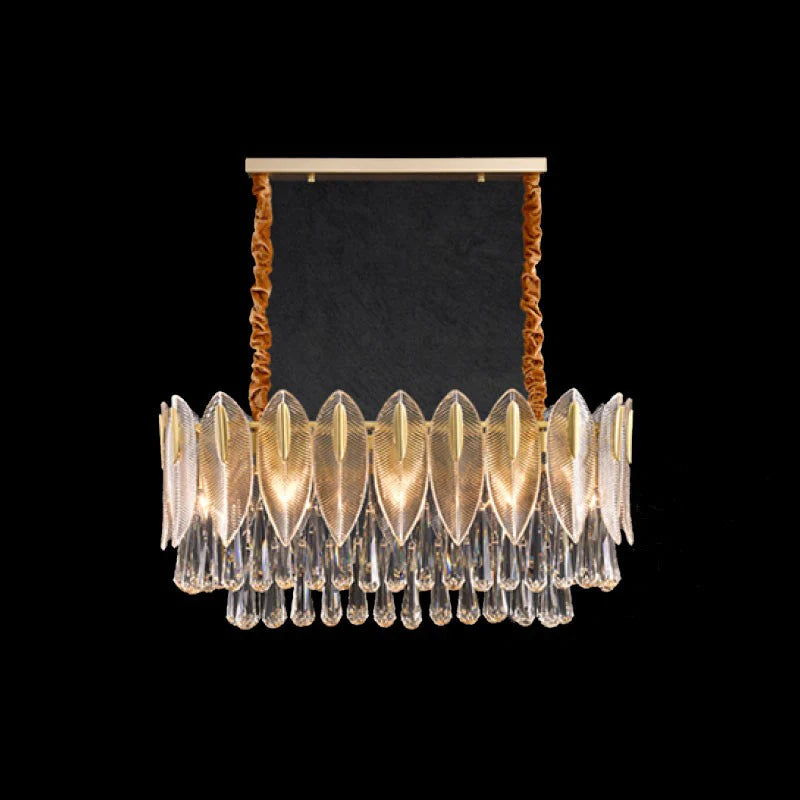 Kristy Lustre Plume Cristal, Métal/Cristal, Doré, Salon
