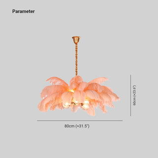 O'Moore Suspension Fleur Moderne, Cuivre/Plume, 8 Couleur, Salon