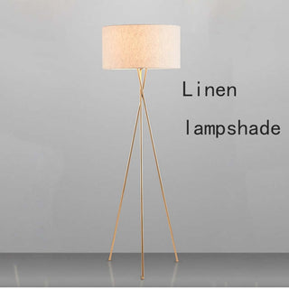 Mira Lampadaire/Lampe de Table Cylindre Moderne, Métal/Tissu, Blanc, Salon