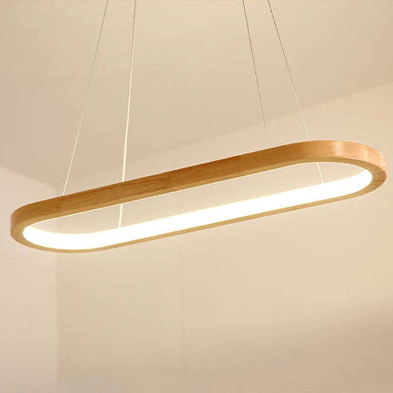Muto Suspension Ellipse Moderne, Bois/Acrylique, Bois, Salon