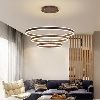 Arisha Led Suspension Cercle Minimaliste, Acrylic/Metal, Brun, Chambre