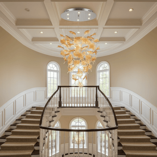 Multicolor Crystal Maple Leaf Chandelier-Neutral Decor