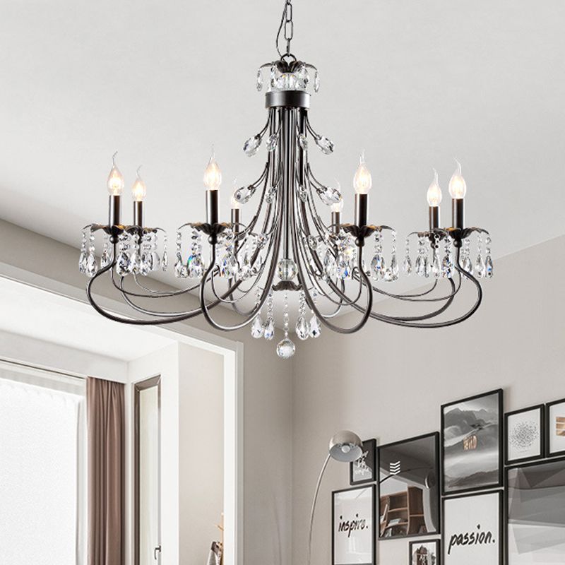 Silva LED Suspension Noir Métal Cristal Salle à manger Salon