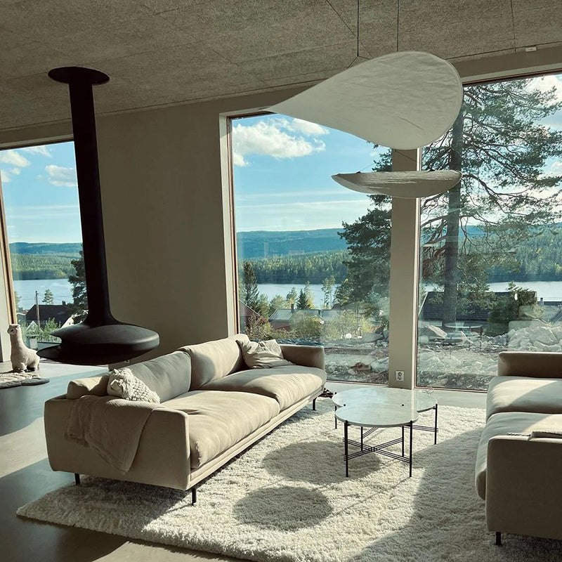 Evelor Suspension Géométrique Moderne Soie Blanc Salon-Cielum