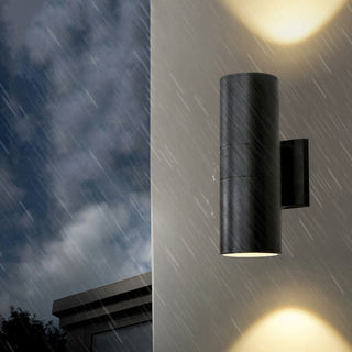 Tevelor Applique Extérieure Cylindre Simple. Verre. Noir. Cour-Luire