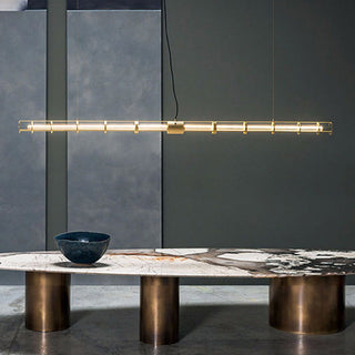 Ray Suspension Linéaire Moderne, Métal/Verre, Doré, Salon