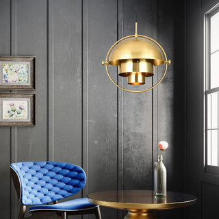 Arisha Luminaires Suspension LED Anneau Rétro Métal Chrome/Or Salon