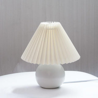 Muto Lampe de Table Vintage, Céramique/Rotin/Bois/Tissu, Blanc/Beige, Chambre