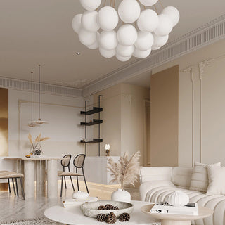 Valentina Lustre Globe Modenre, Fer/Verre, Noir/Blanc, Salon