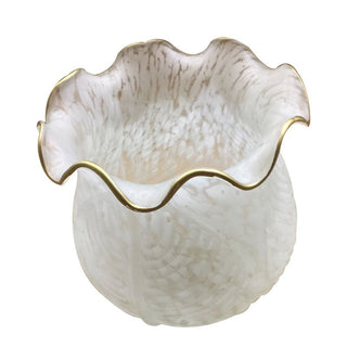 Ray Applique Fleur Vintage, Métal/Verre, Blanc/Bronze, Salon