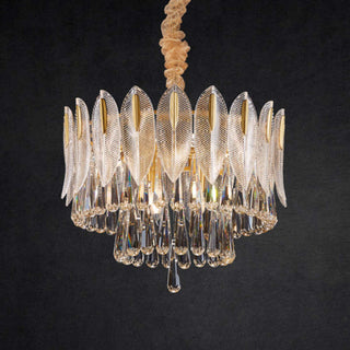 Kristy Lustre Plume Cristal, Métal/Cristal, Doré, Salon