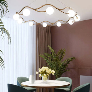 Valentina Lustre Modern Designe, Vague, Métal/Verre, Blanc/Or