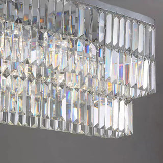 Kristy Design Luminaires Suspensions Rectangulaire Contemporain Métal/Cristal Blanc Salle à Manger/Salon