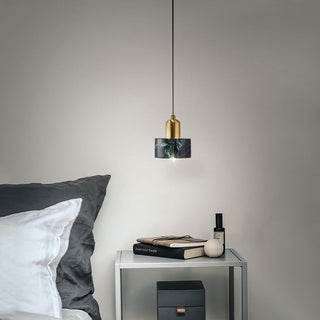 Arisha Suspension Cylindre Contemporaine, Acrylique/Metal, Blanc/Vert, Salon