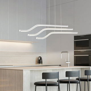 Arisha Lustre Linéaire Minimaliste, Metal/Gel de silice, Noir/Blanc, Chambre