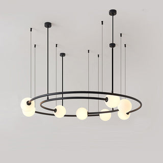 Valentina Suspension Anneau Moderne, Métal/Verre, Noir/Doré, Salon