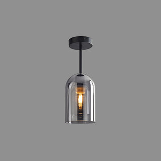 Arisha Plafonnier Cylindre Moderne, Cuivre/Verre, Cognac/Gris Fumé, Salon