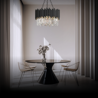 Kristy Suspension LED Industrielle Noir Cylindrique En Verre/Métal Salon