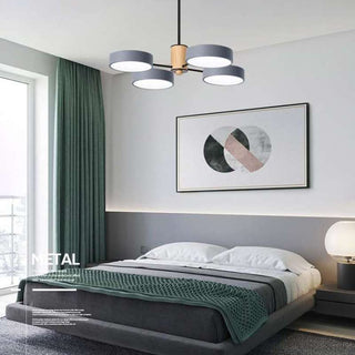 Arisha Plafonnier Cylindre Art Deco, Métal/Bois, Blanc/Vert/Gris, Salon