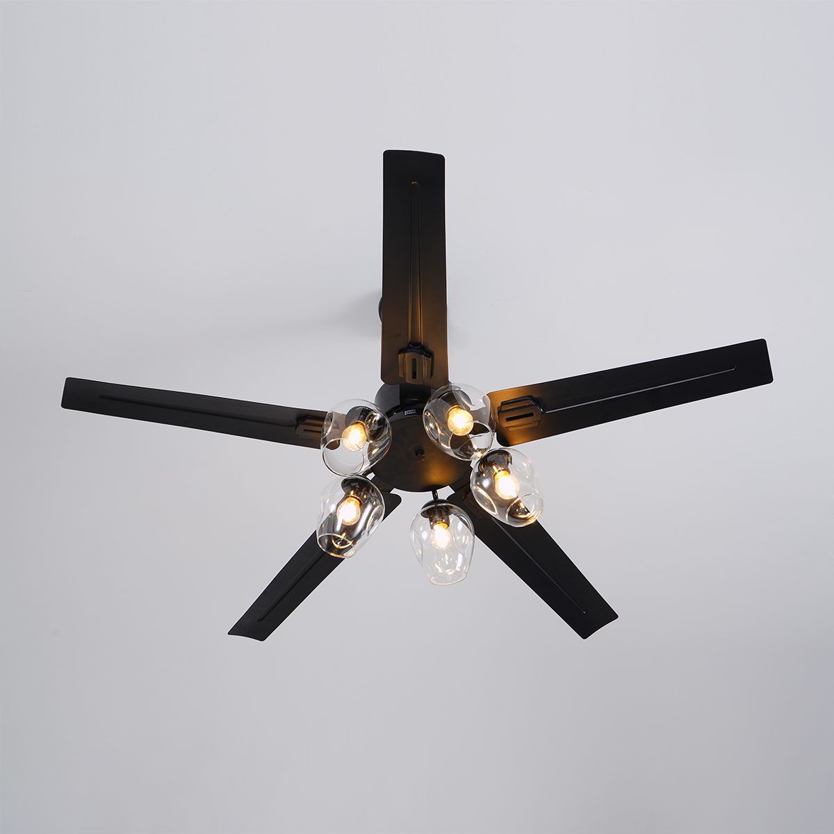 Morivia Plafonnier Verre Noir Vintage Ventilateur de plafond