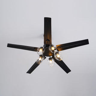 Zazoren Plafonnier Verre Noir Vintage Ventilateur de plafond