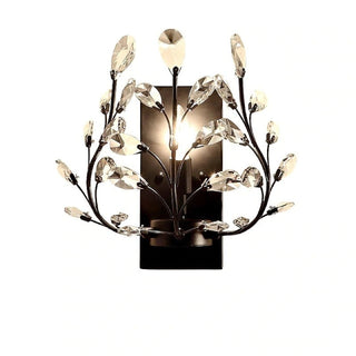 Ray Applique Murale Branche Vintage, Métal/Cristal, Noir/Doré, Salon