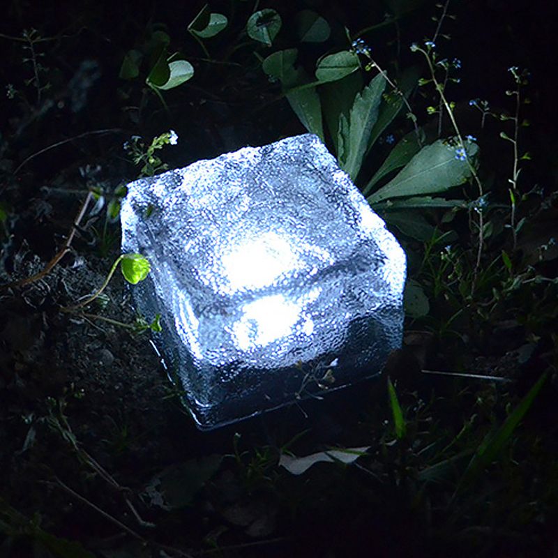 Ray Lampe Extérieur au Sol Glace Moderne, Verre, Bleu/Jaune/Blanc, Cour