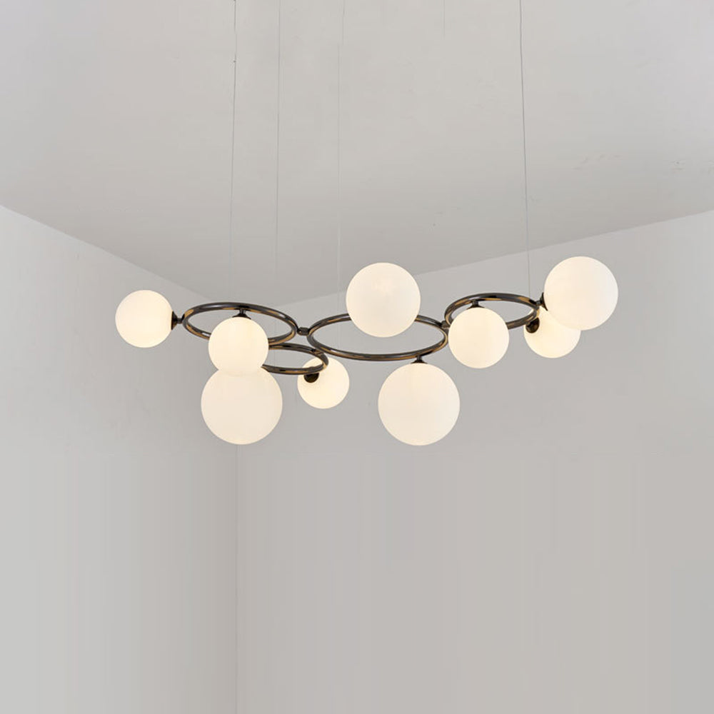 Valentina Luminaires Suspensions Anneau Moderne Métal/Verre Noir/Blanc/Gris/Doré Chambre à Coucher