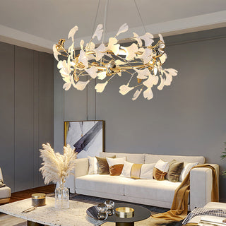 Tirex Suspension Feuille/Multi Moderne Métal/Céramique Doré/Blanc Salon-Luire
