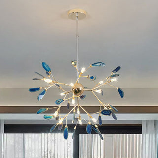 Arisha Art LED Suspension Bleu Métal Agate Salon Chambre à coucher