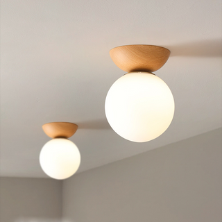 Valentina Nordique Japonais Glob LED Plafonnier/Suspension Métal Verre Chambre à coucher, Burlywood
