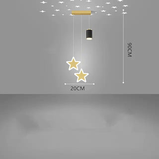 Arisha Luminaires Suspension à Projection de Lune étoile Or/Noir Métal Chambre à coucher/Bar