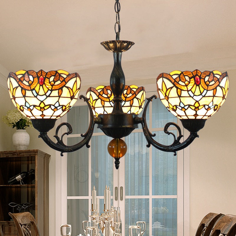 Tiffany Vintage LED Lustre Verre Salon/Chambre À Coucher