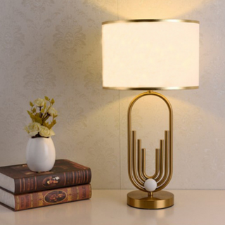 Mira Lampe de Table/Lampadaire Paysage Moderne, Métal/Tissu, Or, Salon