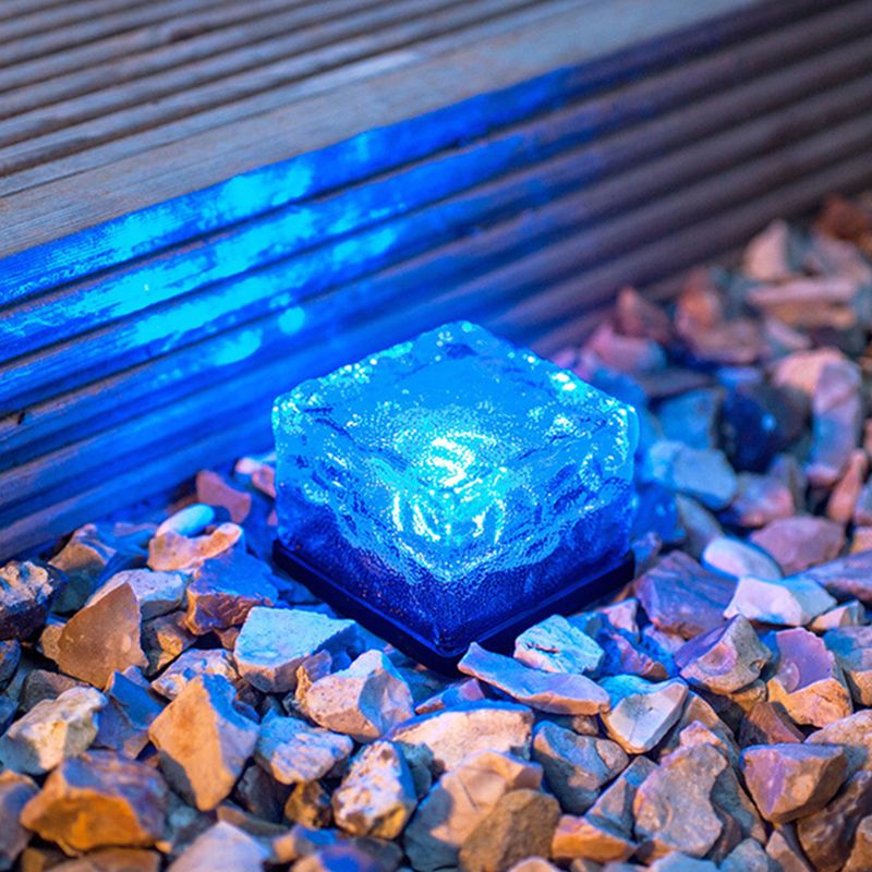Ray Lampe Extérieur au Sol Glace Moderne, Verre, Bleu/Jaune/Blanc, Cour