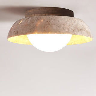 Ashaionis Lampe Plafonnier Disc-Dôme en Travertin
