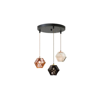 Valentina Polyèdre LED Suspension Métal Verre Cuisine Chambre à Coucher