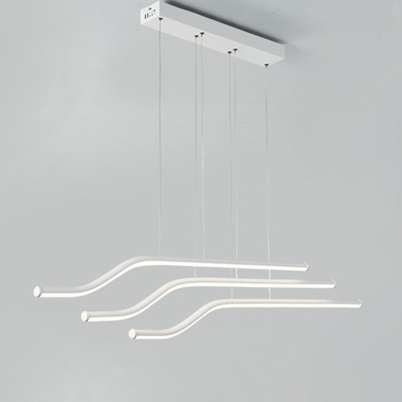 Arisha Lustre Linéaire Minimaliste, Metal/Gel de silice, Noir/Blanc, Chambre