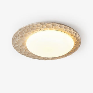 Textured Organic Travertine Ceiling Lamp-Neutral Decor